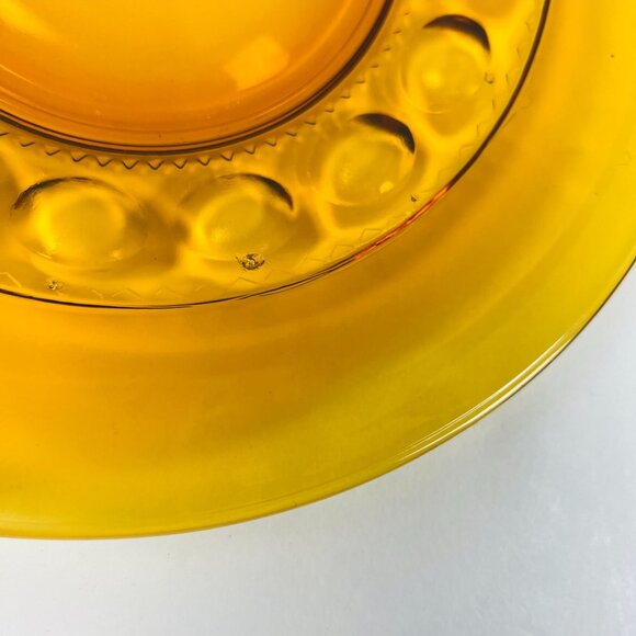 Indiana Glass 2 Kings Crown Thumbprint Amber Dinner Plates 10.25” Pair - Picture 5 of 8